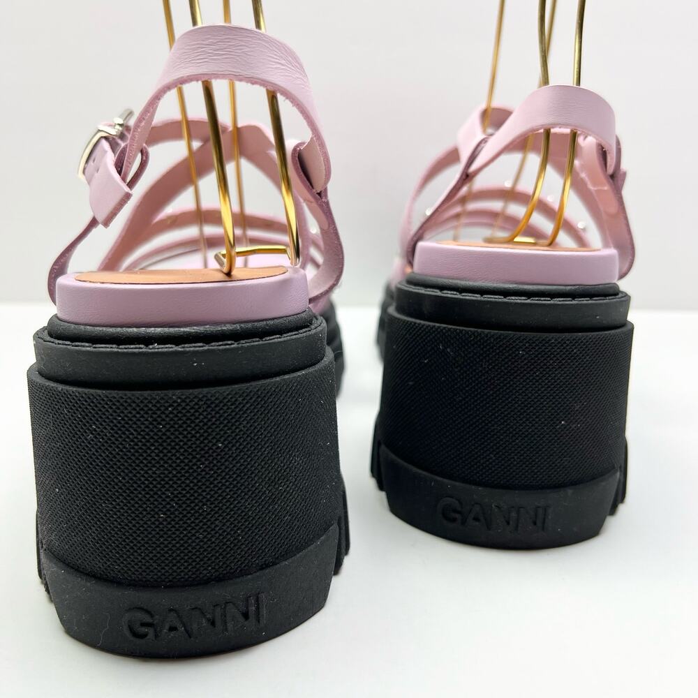 GANNI Crystal Embellished Strappy Block Heel Sandals EU 41 US 11 Pink Platform - Picture 6 of 11